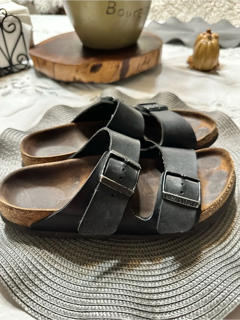 Birkenstock Black Double-Strap Adjustable Slide Sandals